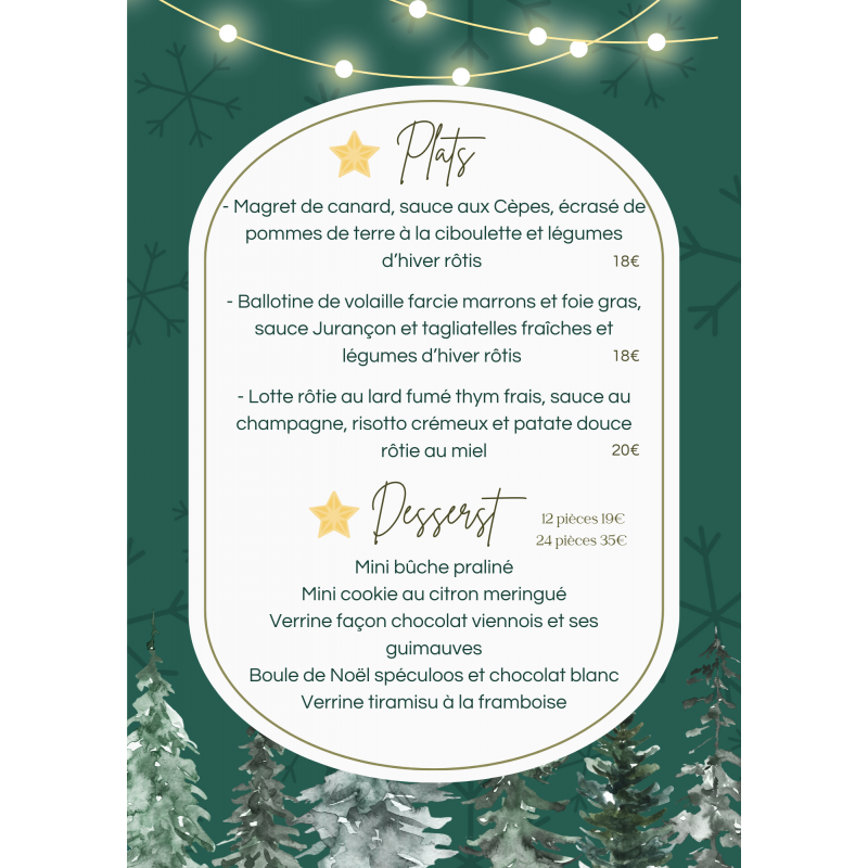 Plat : Ballotine de volaille farcie marrons et foie gras, sauce Jurançon et tagliatelles fraîches et légumes d’hiver rôtis